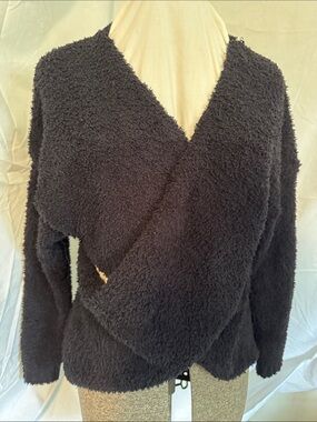 Felina Black Fuzzy Knit Sweater